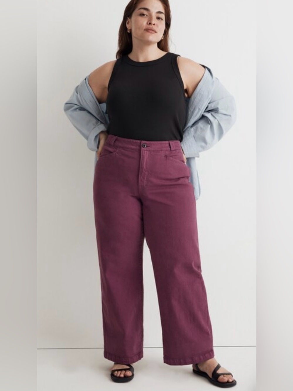 Madewell Plum High-Waist Wide-Leg Pants